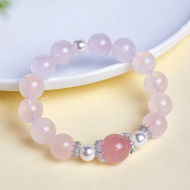 全年红 串珠时尚高级感清透珠珠#好运 粉水晶 手串 女款