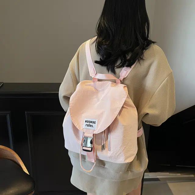 伊曼家 休闲时尚学生上课书包高颜值轻便旅游背包 牛津纺 双肩包 女款 米白/粉色/绿色/卡其/黑色/紫色