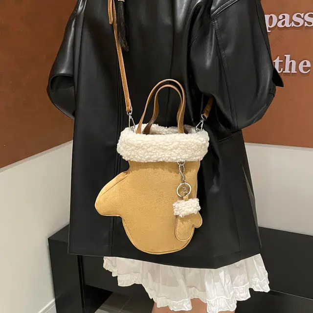 伊曼家 时尚复古磨砂 麂皮绒 单肩手提包 常规 女款 卡其色/粉色