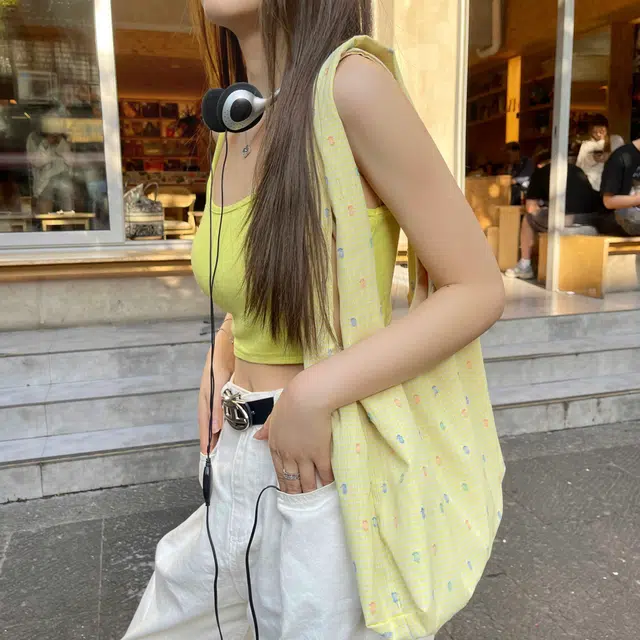 伊曼家 慵懒森系文艺复古包大容量 帆布 帆布包单肩包 女款 黄色/蓝色