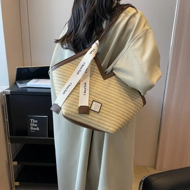 伊曼家 时尚简约通勤百搭日常 草编 单肩包 女款 多色