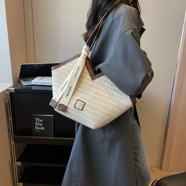伊曼家 时尚简约通勤百搭日常 草编 单肩包 女款 多色