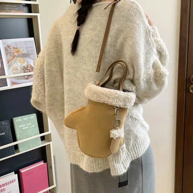 伊曼家 时尚复古磨砂 麂皮绒 单肩手提包 常规 女款 卡其色/粉色