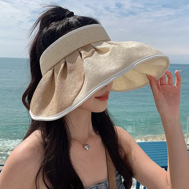 浪莎 无顶可调节大沿太阳帽 聚酯纤维 防晒帽 女款