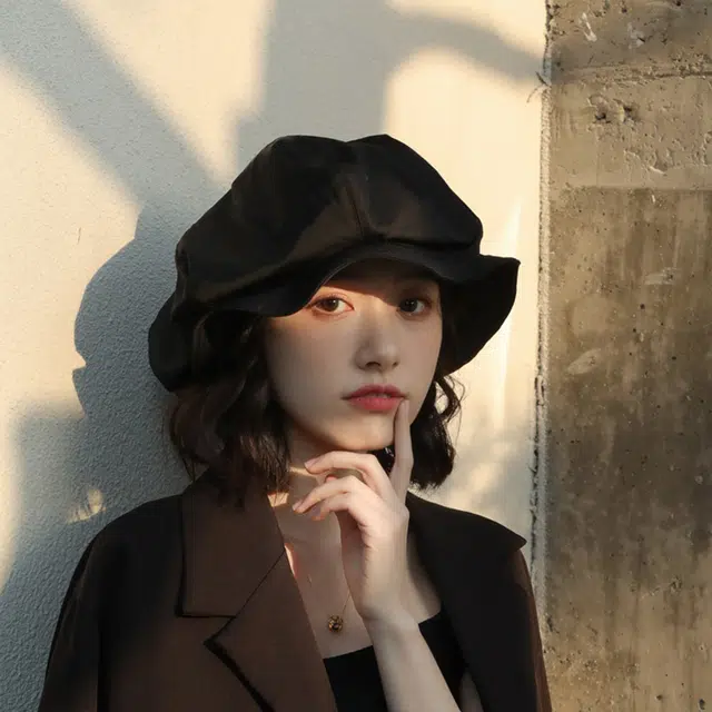 浪莎 小众大版日系慵懒风渔夫帽女 显脸小云朵贝雷帽 大檐防晒盆帽 男女同款情侣款