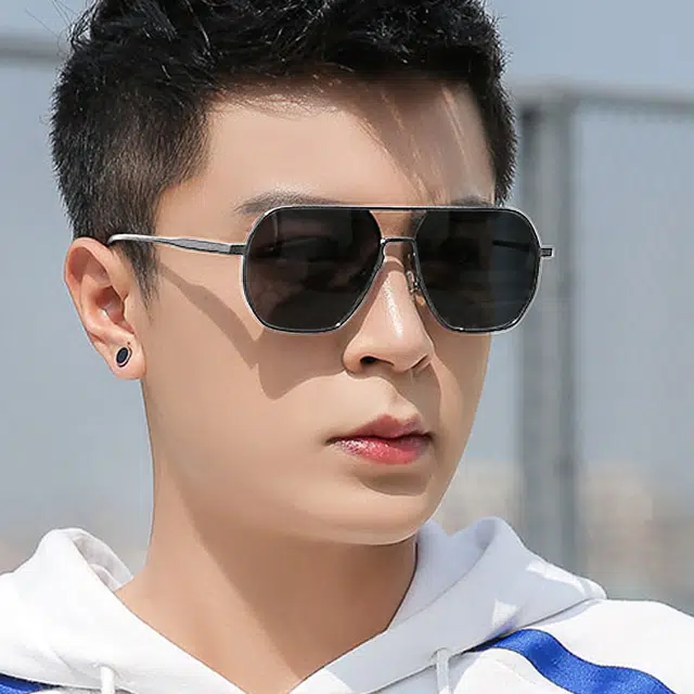 浪莎 细框 司机出行挡太阳光 不规则形 太阳眼镜 男款