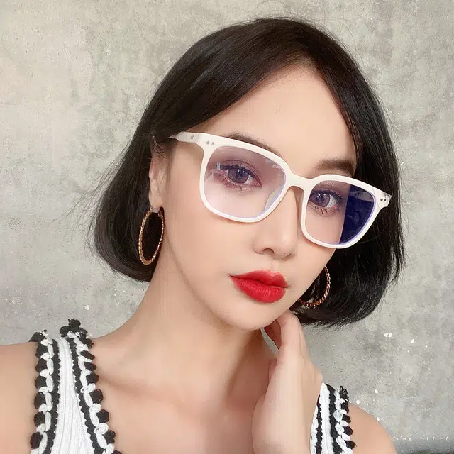 浪莎 时尚百搭平光镜片近视眼镜 不规则形 防蓝光光学镜架 男女同款情侣款