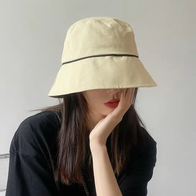 浪莎 夏季米色时尚简约百搭薄款透气大帽檐遮脸防晒遮阳防紫外线 棉聚酯纤维 水桶帽渔夫帽 男女同款情侣款