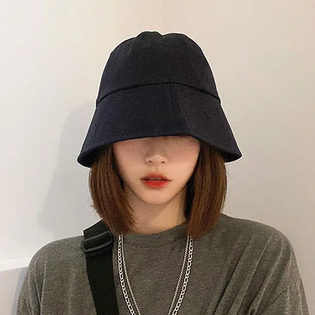 浪莎 春夏季黑色时尚简约文艺日系休闲大帽檐遮脸遮阳防晒 聚酯纤维 渔夫帽 男女同款情侣款