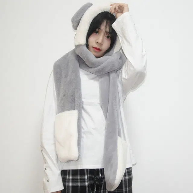 浪莎冬季保暖舒适亲肤帽子围巾手套三件套三合一