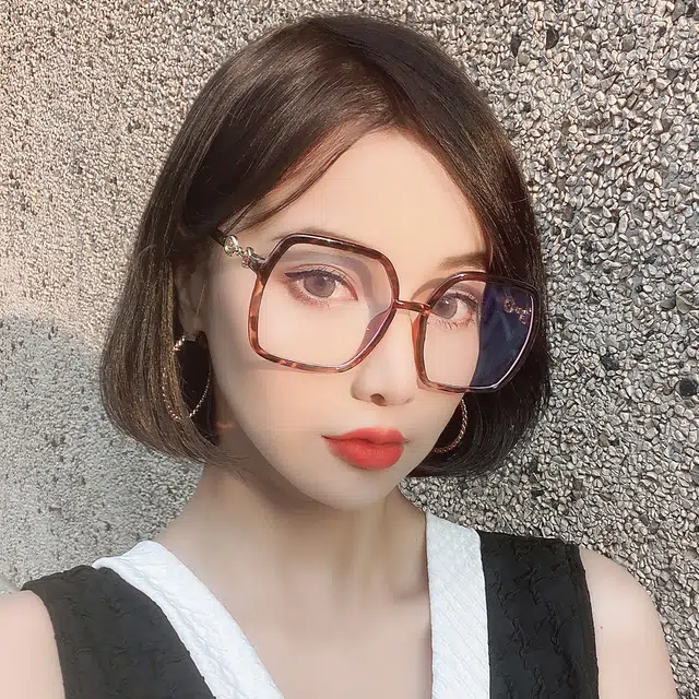 浪莎 平光大框眼镜可配近视度数显脸小 不规则形 素颜神器方圆脸光学镜架 男女同款情侣款