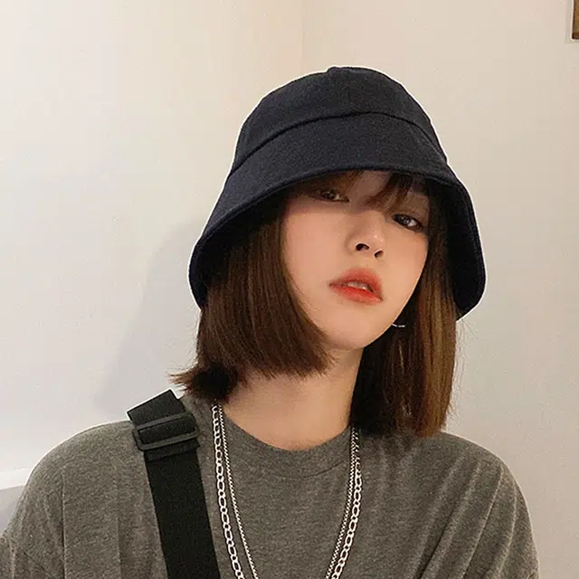 浪莎 春夏季黑色时尚简约文艺日系休闲大帽檐遮脸遮阳防晒 聚酯纤维 渔夫帽 男女同款情侣款