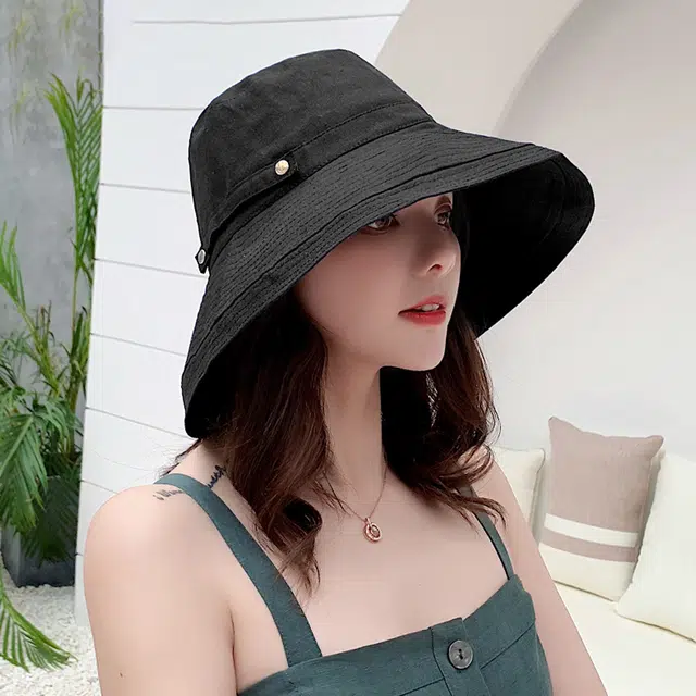 浪莎 纯色个性盆帽遮阳户外大檐 棉 聚酯纤维 渔夫帽太阳帽 男女同款情侣款