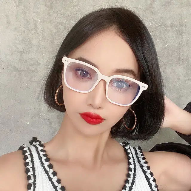 浪莎 时尚百搭平光镜片近视眼镜 不规则形 防蓝光光学镜架 男女同款情侣款