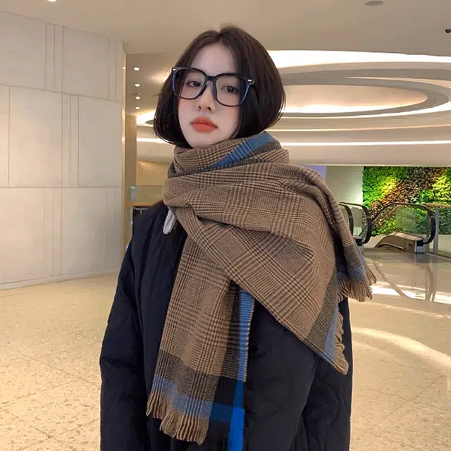 浪莎 新款仿羊绒围巾甜美中长围巾女秋冬流苏围脖披肩女