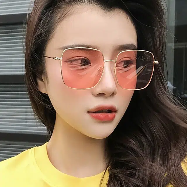 浪莎 金色边框大框小脸遮阳防紫外线 不规则形 太阳眼镜 男女同款情侣款