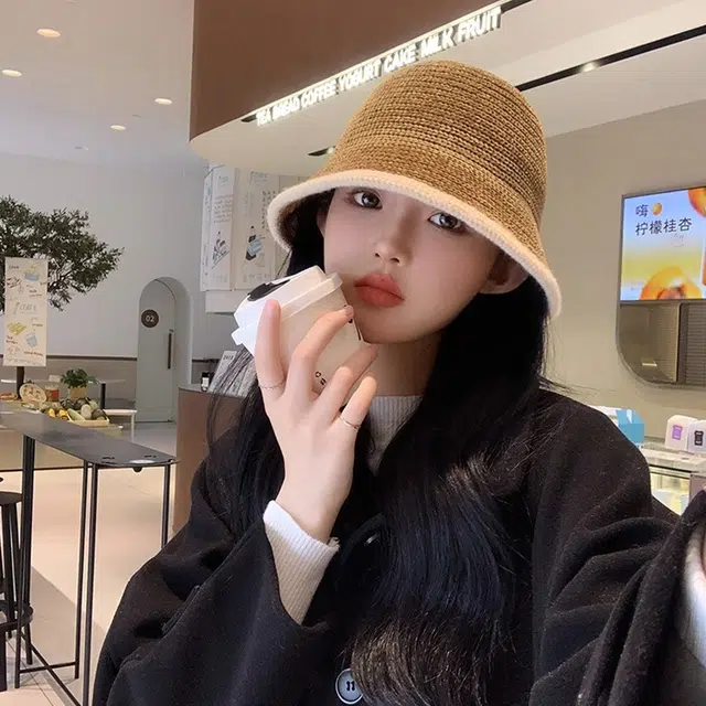 浪莎 秋冬卡其色时尚潮流百搭保暖毛绒针织大帽檐防风防寒   锦纶聚酯纤维 护耳帽渔夫帽 男女同款情侣款