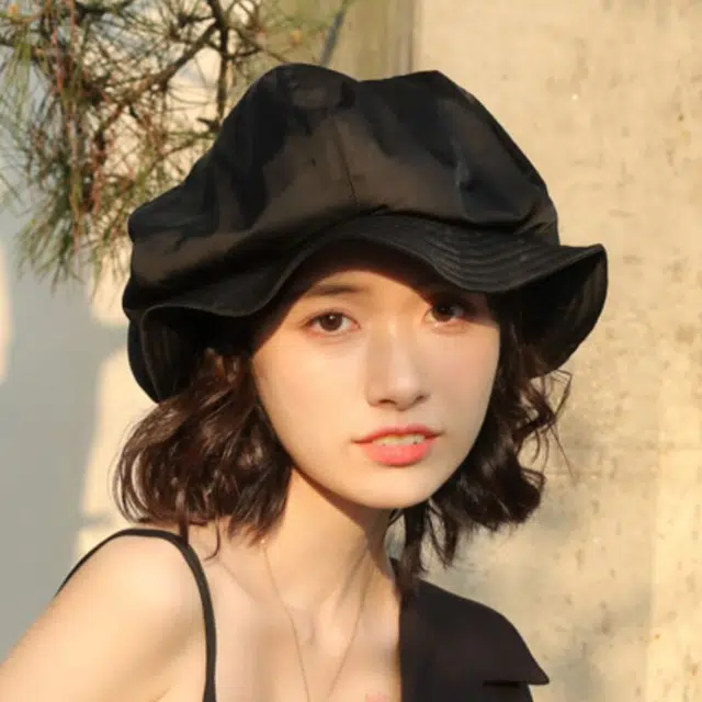浪莎 小众大版日系慵懒风渔夫帽女 显脸小云朵贝雷帽 大檐防晒盆帽 男女同款情侣款