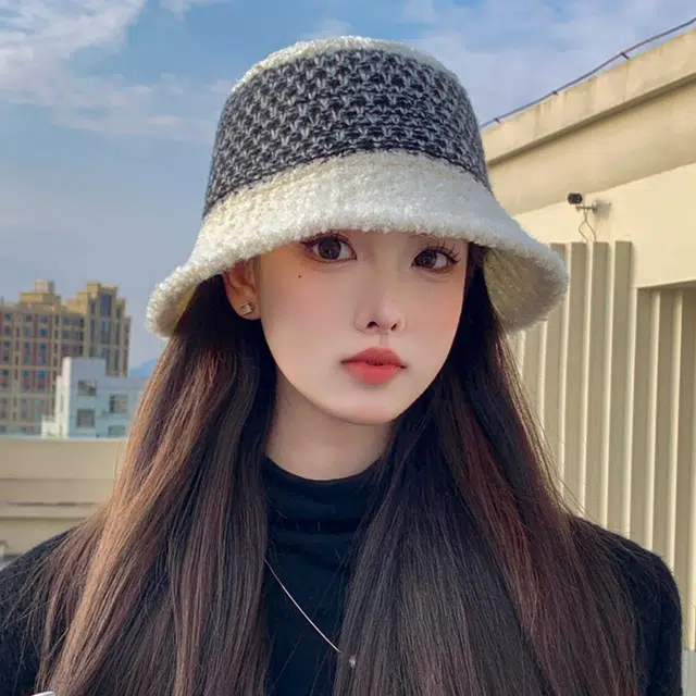 浪莎渔夫帽显脸小针织毛线帽冬季保暖水桶帽百搭潮