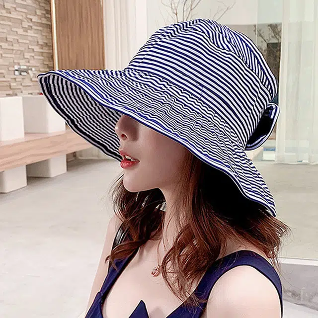 浪莎 藏青色带防风绳休闲舒适显脸小防晒 聚酯纤维 渔夫帽 女款