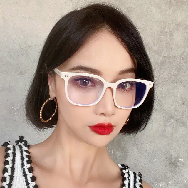浪莎 时尚百搭平光镜片近视眼镜 不规则形 防蓝光光学镜架 男女同款情侣款