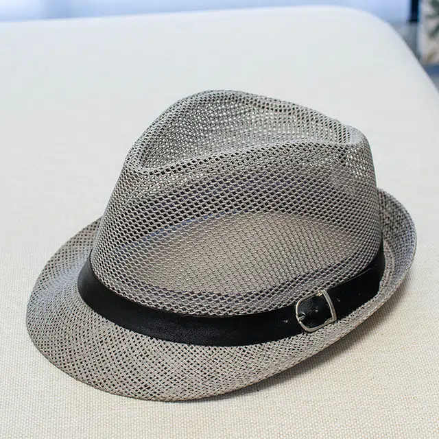 浪莎 夏季灰色时尚薄款网眼镂空透气遮阳防晒 聚酯纤维 爵士帽 男女同款情侣款