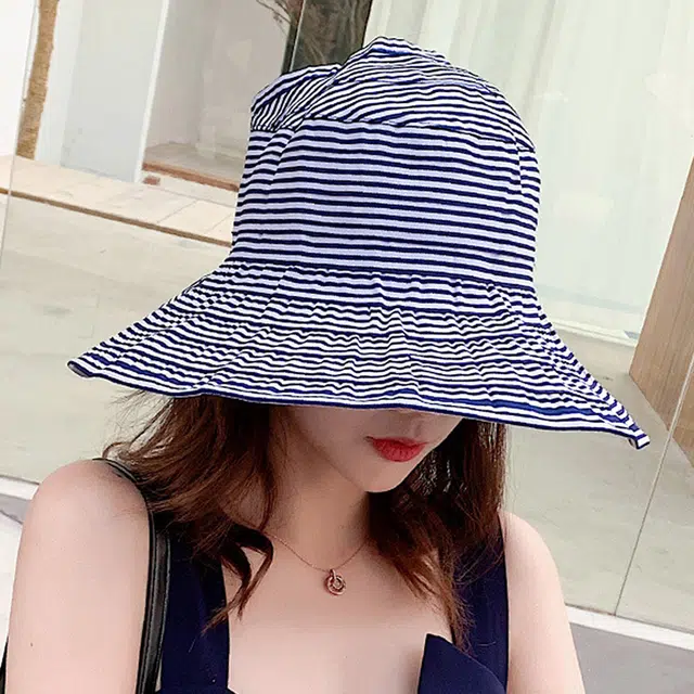 浪莎 藏青色带防风绳休闲舒适显脸小防晒 聚酯纤维 渔夫帽 女款