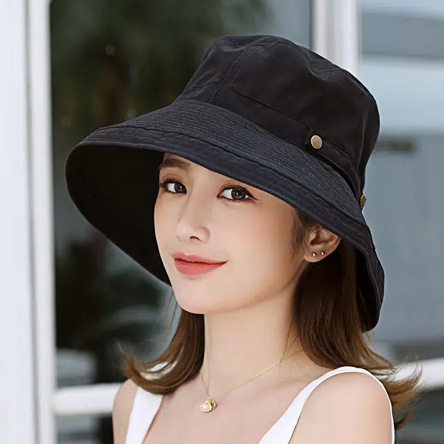 浪莎 纯色个性盆帽遮阳户外大檐 棉 聚酯纤维 渔夫帽太阳帽 男女同款情侣款