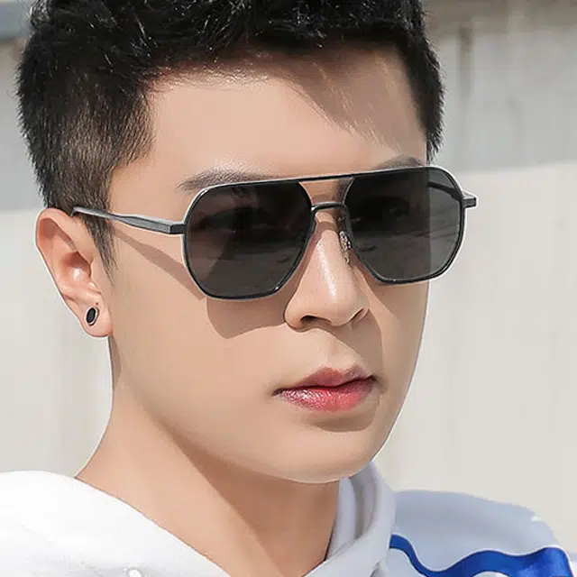 浪莎 细框 司机出行挡太阳光 不规则形 太阳眼镜 男款