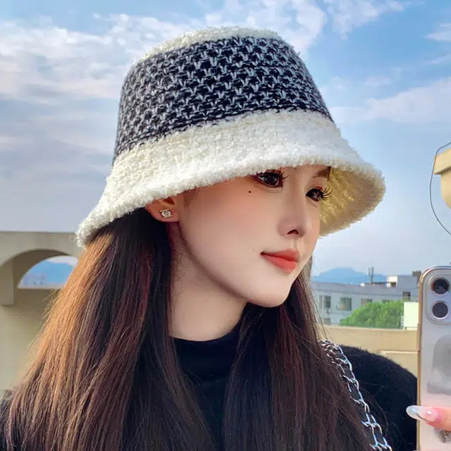 浪莎渔夫帽显脸小针织毛线帽冬季保暖水桶帽百搭潮