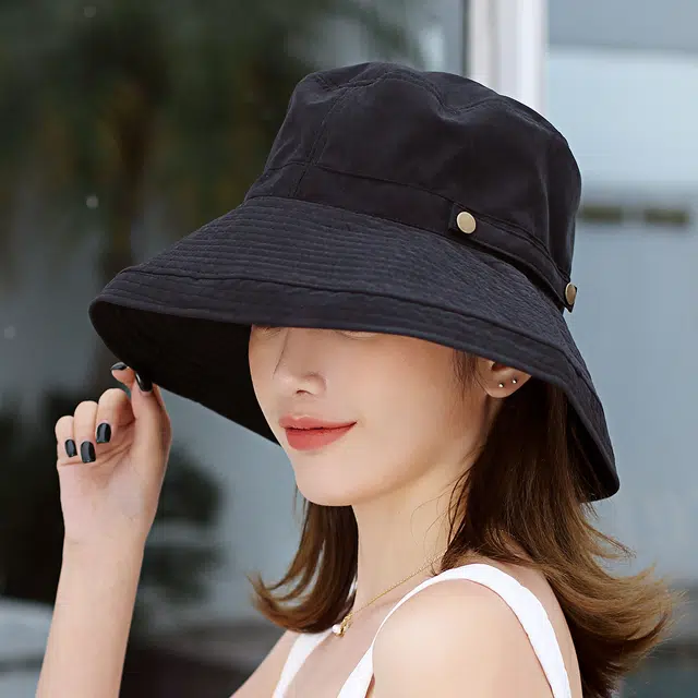 浪莎 纯色个性盆帽遮阳户外大檐 棉 聚酯纤维 渔夫帽太阳帽 男女同款情侣款