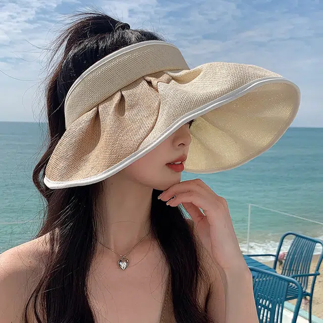 浪莎 无顶可调节大沿太阳帽 聚酯纤维 防晒帽 女款