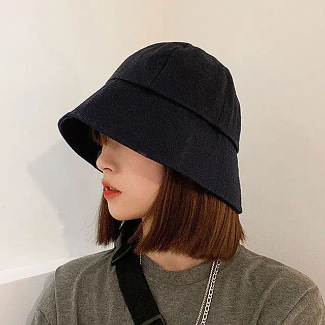 浪莎 春夏季黑色时尚简约文艺日系休闲大帽檐遮脸遮阳防晒 聚酯纤维 渔夫帽 男女同款情侣款