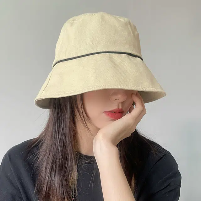 浪莎 夏季米色时尚简约百搭薄款透气大帽檐遮脸防晒遮阳防紫外线 棉聚酯纤维 水桶帽渔夫帽 男女同款情侣款