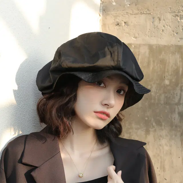 浪莎 小众大版日系慵懒风渔夫帽女 显脸小云朵贝雷帽 大檐防晒盆帽 男女同款情侣款