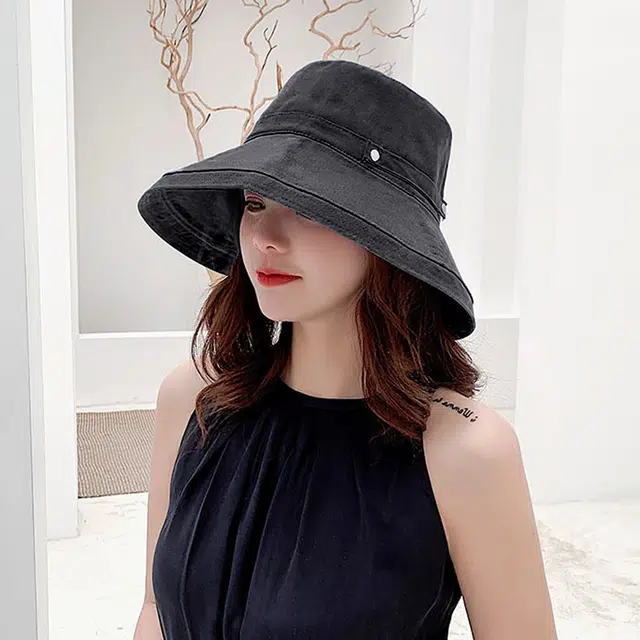 浪莎 纯色个性盆帽遮阳户外大檐 棉 聚酯纤维 渔夫帽太阳帽 男女同款情侣款