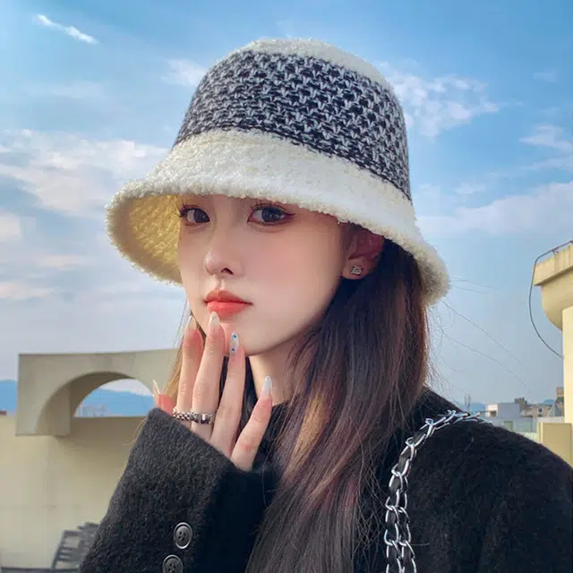 浪莎渔夫帽显脸小针织毛线帽冬季保暖水桶帽百搭潮