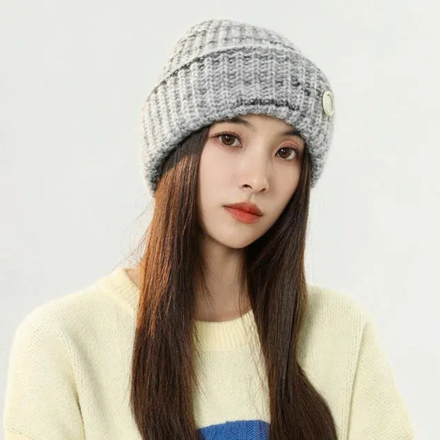 浪莎渐变条纹针织帽秋冬彩色毛线帽护耳帽保暖大头围冷帽显脸小套头帽
