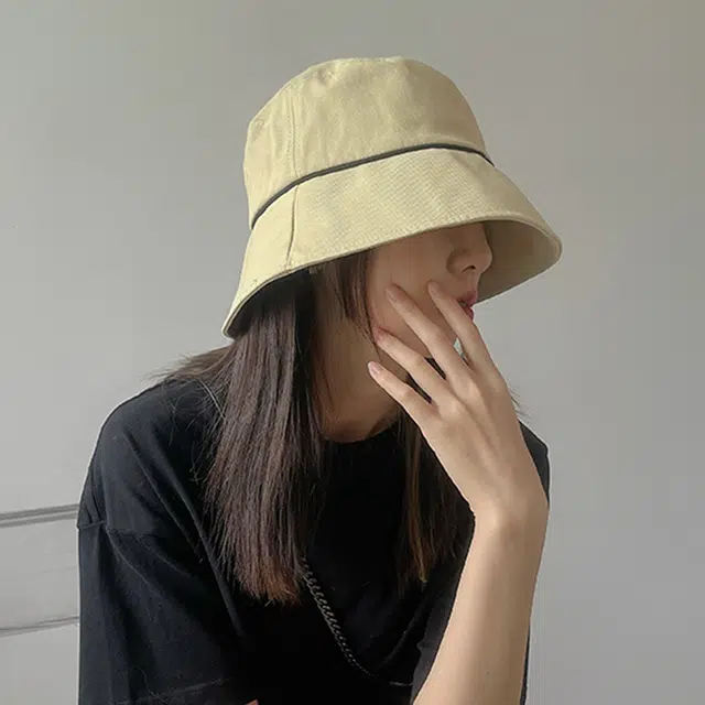 浪莎 夏季米色时尚简约百搭薄款透气大帽檐遮脸防晒遮阳防紫外线 棉聚酯纤维 水桶帽渔夫帽 男女同款情侣款