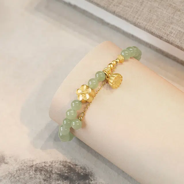 易明居 轻奢小众复古风 和田玉 手串 女款 青白玉