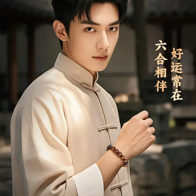 易明居 新中式国潮 招财十二生肖六合 本命年平安守护 复古小众文玩佛珠手饰 时来运转 单圈#好运 金丝檀木 木作手串 男女同款情侣款
