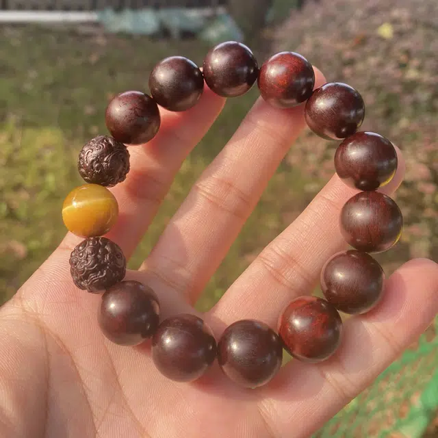 易明居 有钱花 双貔貅吞金兽 复古新中式串珠 本命年 文玩盘玩佛珠念珠 平安顺遂 转运珠 紫檀属 手串 男款