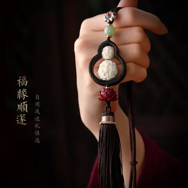 易明居 国潮新中式 复古高级感 招财双貔貅葫芦汽车装饰 车载内室吊饰吊坠 流苏 后视镜挂饰品#好运 猛犸 挂件 男女同款情侣款
