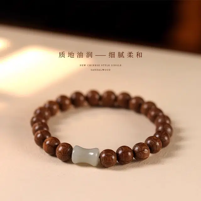 易明居 【节节高升】竹报平安 甄选降龙木 新中式古典东方雅韵 国风竹节木质佛珠 招财暴富上岸串珠 简约小众设计#好运 六道木 手串 女款