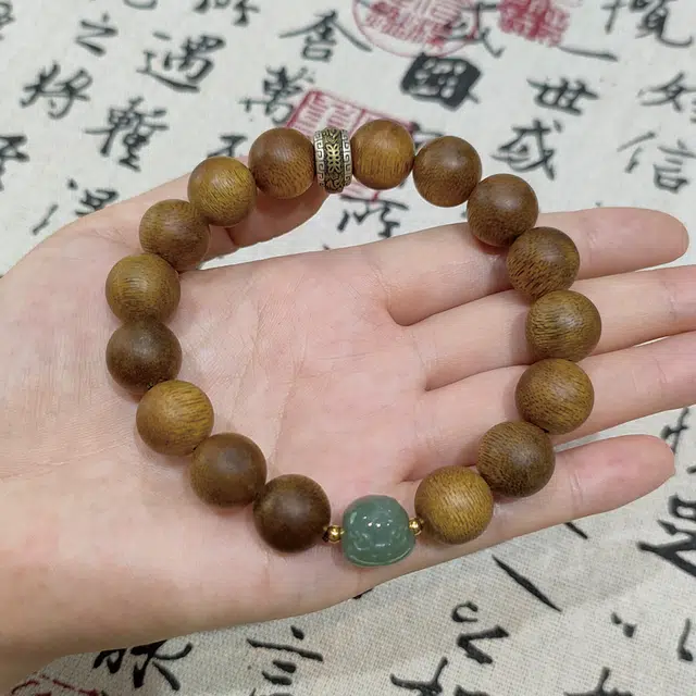 易明居 有钱花 新中式十二生肖属蛇 简约小众复古盘玩 六字真言守护 招财纳福 平安#好运 沉香木 手串 男女同款情侣款