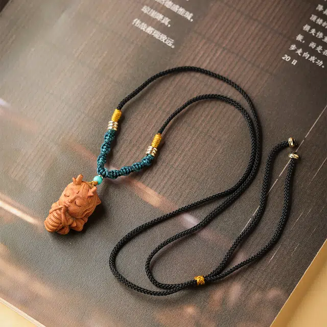 三檀小舍 国风新中式复古风转运招财 小众简约高级轻奢 檀木 项链 男女同款情侣款