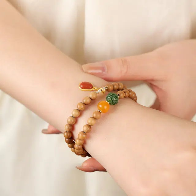 三檀小舍 【路路通】国风新中式复古风 招财转运诸事顺利 小众简约高级轻奢饰品 檀木 手串 女款