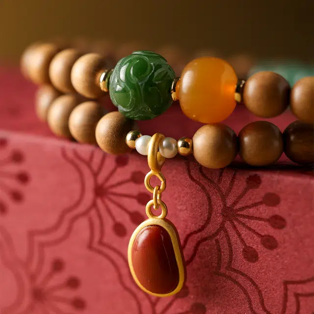 三檀小舍 【路路通】国风新中式复古风 招财转运诸事顺利 小众简约高级轻奢饰品 檀木 手串 女款