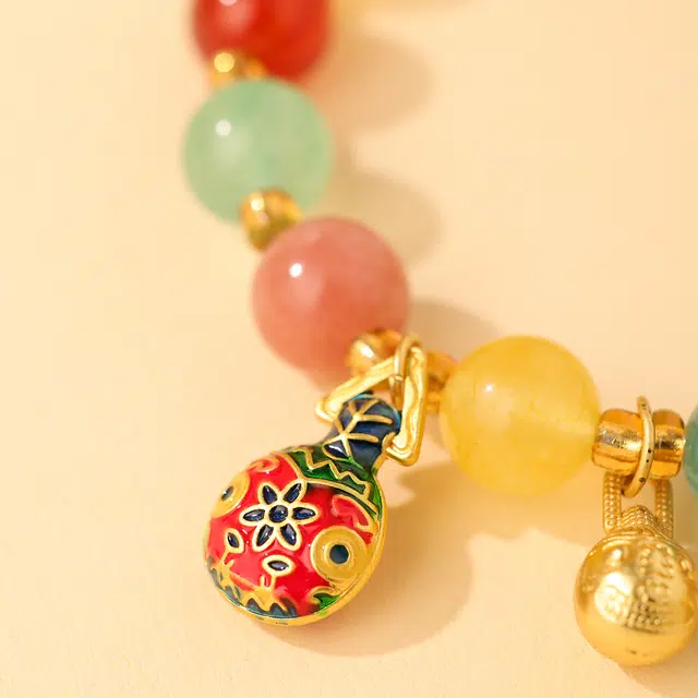 三檀小舍 新中式本命年 转运珠五色吞金兽貔貅招财国风有钱花珠串 小众高级 琉璃 手串 女款