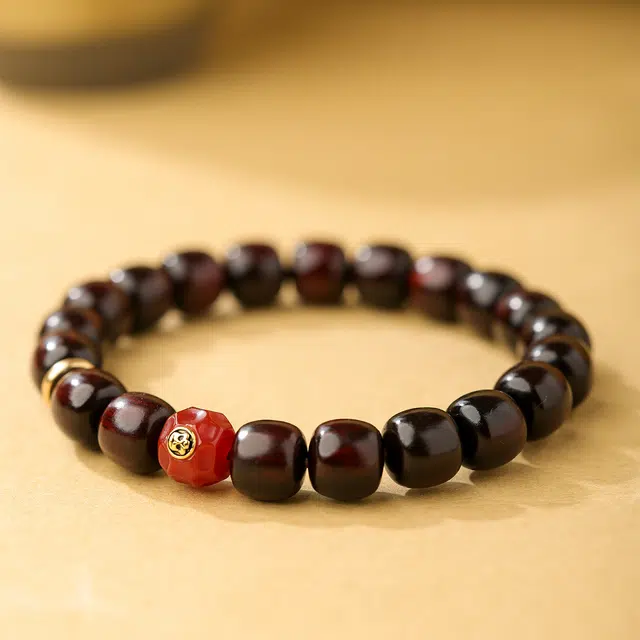 三檀小舍 国风国潮新中式 招财转运守护镶嵌工艺无相珠老型珠鸿运当头本命年 精工归圆文玩盘玩绕指柔礼盒 紫檀属 手串 男女同款情侣款